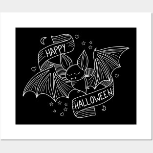 Cute Halloween Bat Posters and Art